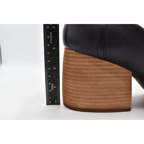 KorkEase Womens 8.5 Modeste Black Leather Stacked Heeled Penny Loafer Pump Shoes - Picture 9 of 13